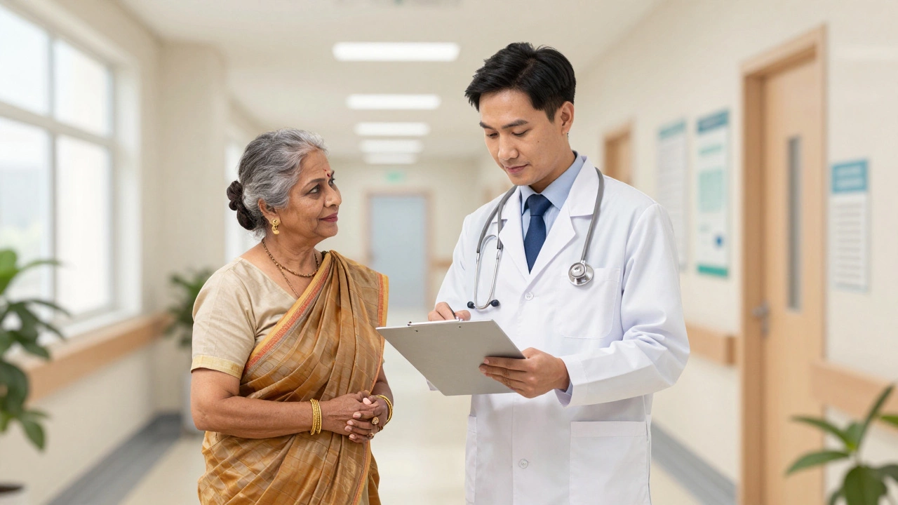 Western doctor and Ayurvedic consultant collaborating in a clinic