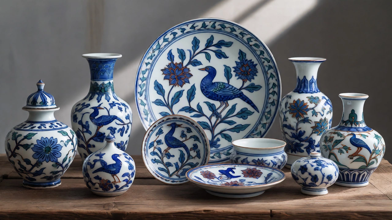 Fragile Jaipur Blue Pottery with cobalt floral designs